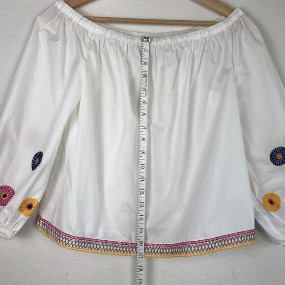 Madewell White Off-Shoulder Embroidered Top Size X-Small - Picture 12 of 12